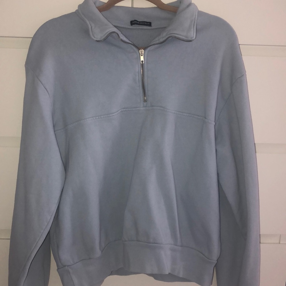 light blue quarter zip